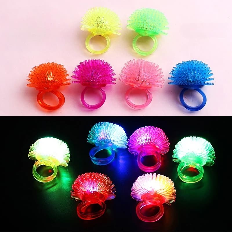 1/5/10/20pc Ring Incandescent Rings Luminous Face Light Glow In The Dark Supplies For Wedding Party Funny Ring Glow Toy