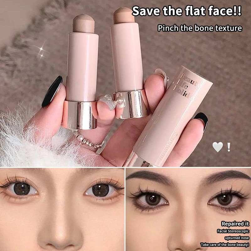 【Cappuvini Stick Correttore Idratante Opacizzante per Contorno Viso, Effetto 3D Lunga Durata, Ombretto Naso, Impermeabile, Illuminante e Contorno Viso】