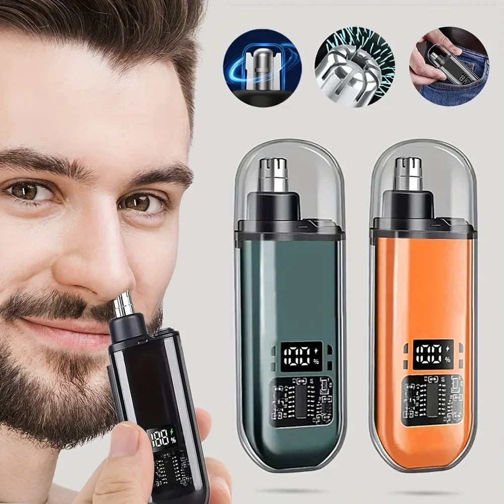 Adatto per uomo, tagliacapelli per naso e orecchie con ricarica USB, tagliacapelli elettrico portatile per naso, design mini compatto, ricarica rapida