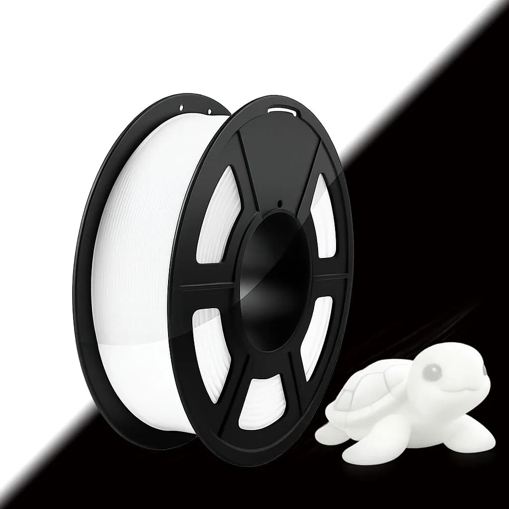 Bright white PLA filament in the dark, bright PLA filament for 3D printer, ordered winding, dimensional accuracy +/- 0.02 mm, 250 g