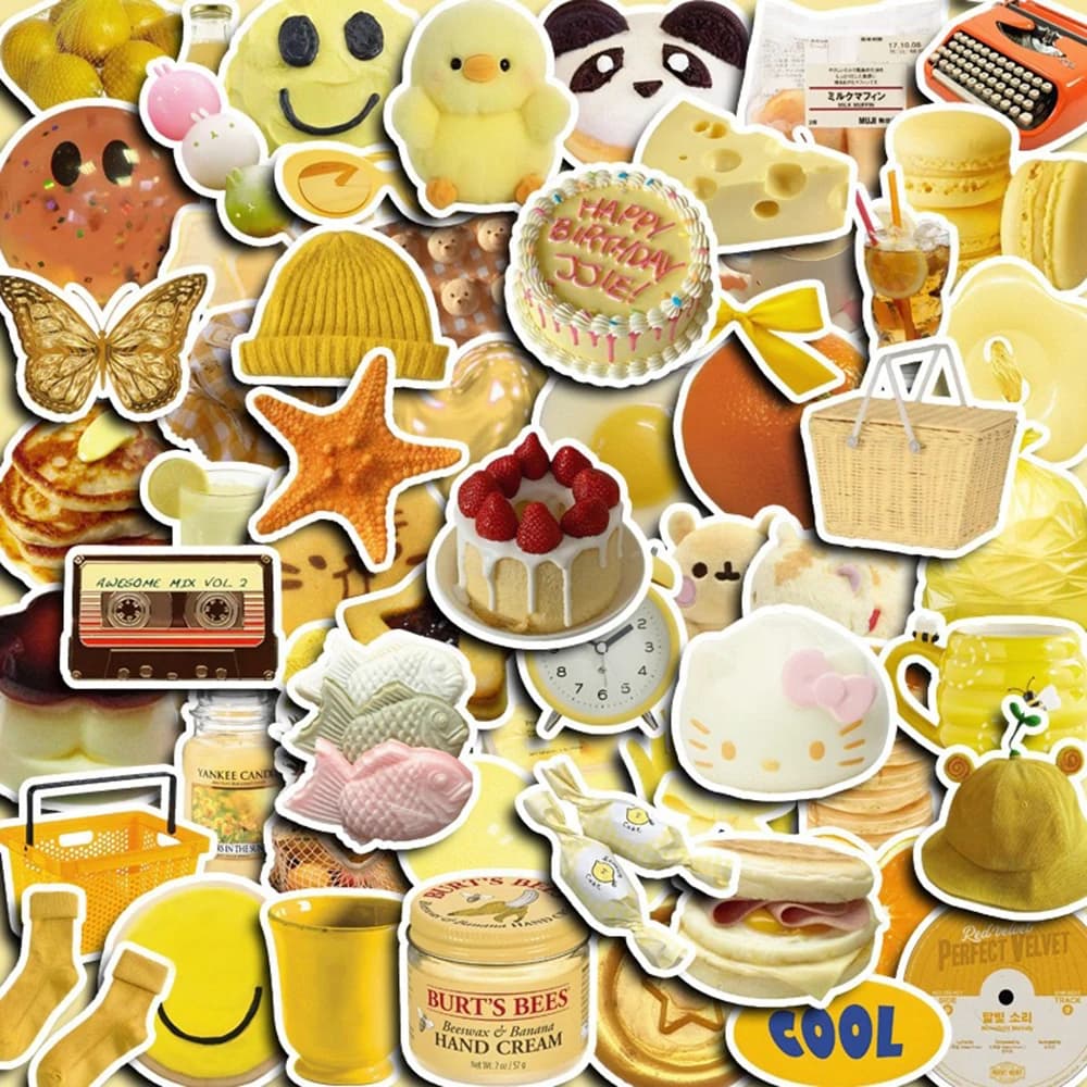 10/30/60 pz Kawaii giallo cartone animato adesivi burro pane carino decalcomanie fai da te frigorifero Notebook telefono moto valigia decorazione giocattolo