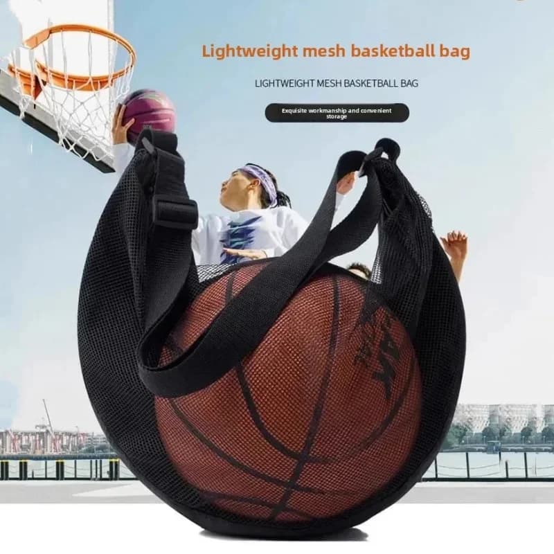 Adjustable mesh shoulder bag Portable football glove backpack Multifunctional ball bag for outdoor basketball