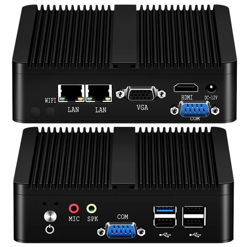 Processor Helorpc Pfense Industrial Mini PC Inter Celeron with 4XUSB HDMI VGA 2XRS232 Support Windows10/11 LINUX Deskto Computer