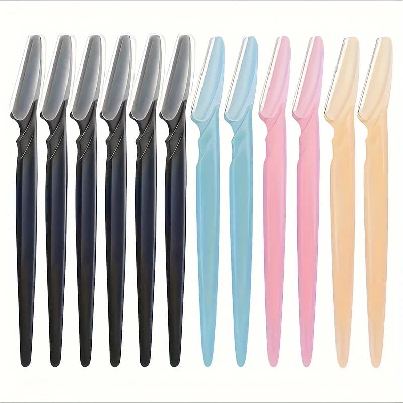 Multipurpose eyebrow shaver set from 3/5/6/10/12 pieces - Delicate kit for grooming and facial shaping - Smooth leather