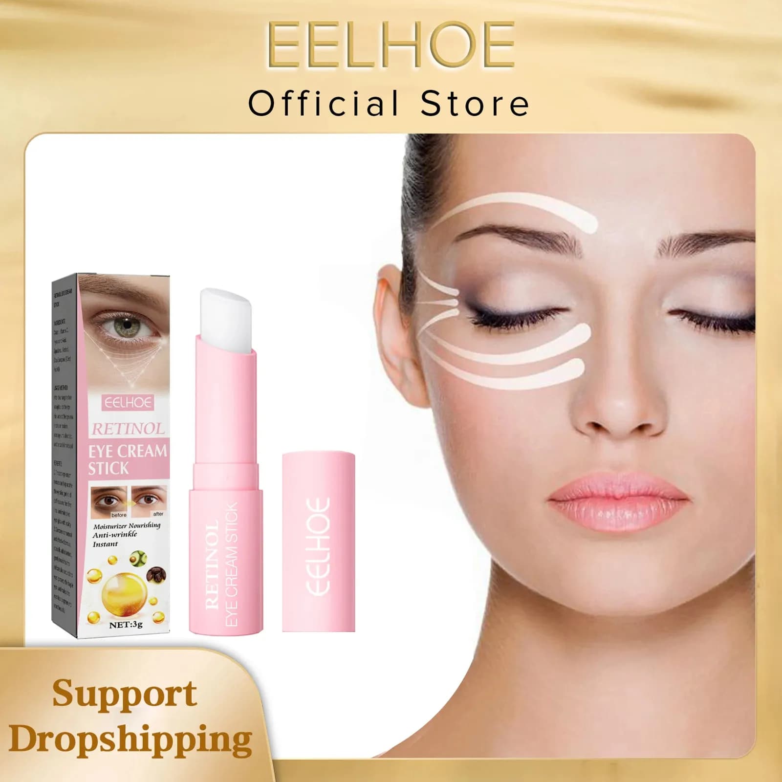 EELHOE Retinol Eye Cream for Face Lift Moisturizing Balm Stick Anti-skirt Remove Eye Bags Care