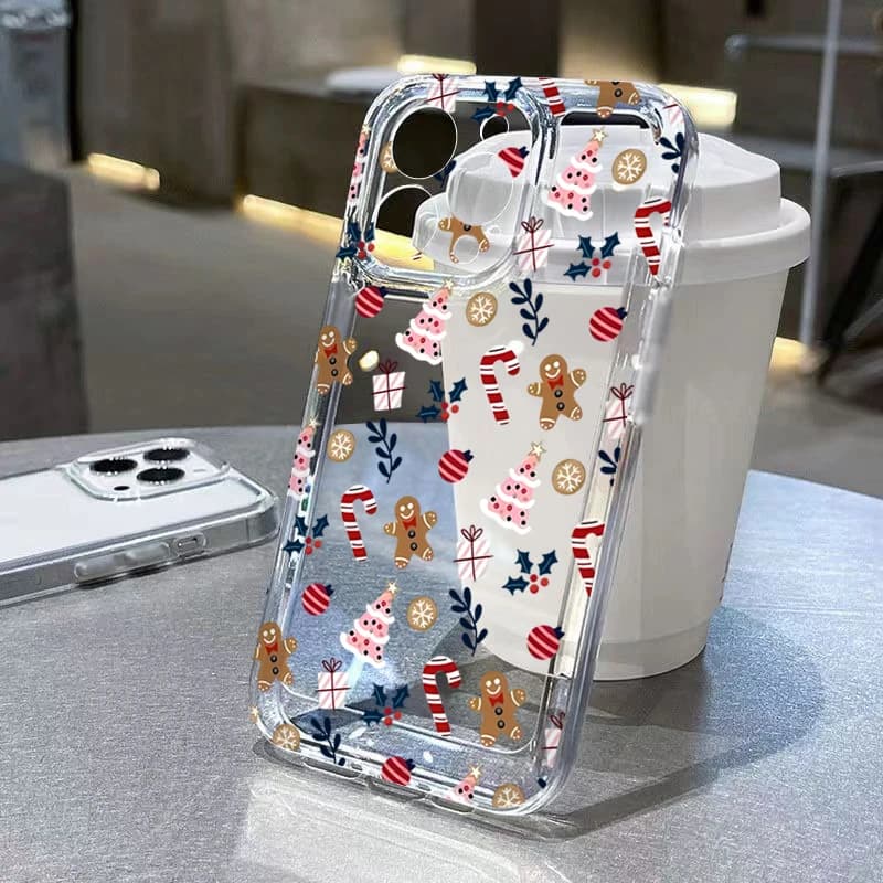 Christmas Tree Snowflake Gingerbread Man Transparent Case for iPhone 17 16 15 14 Pro Max 13 12 11 XS X X XR 7 8 Plus 16E Air Cover