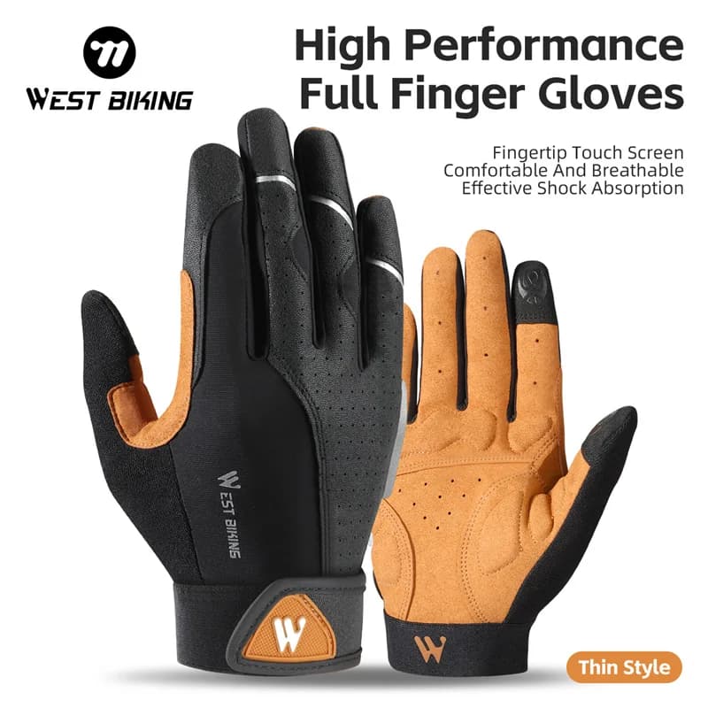 WEST BIKING Motorcycle Gloves Spring Autumn Gloves with whole fingers dampers Touch screen gloves for outdoor sports Cycling