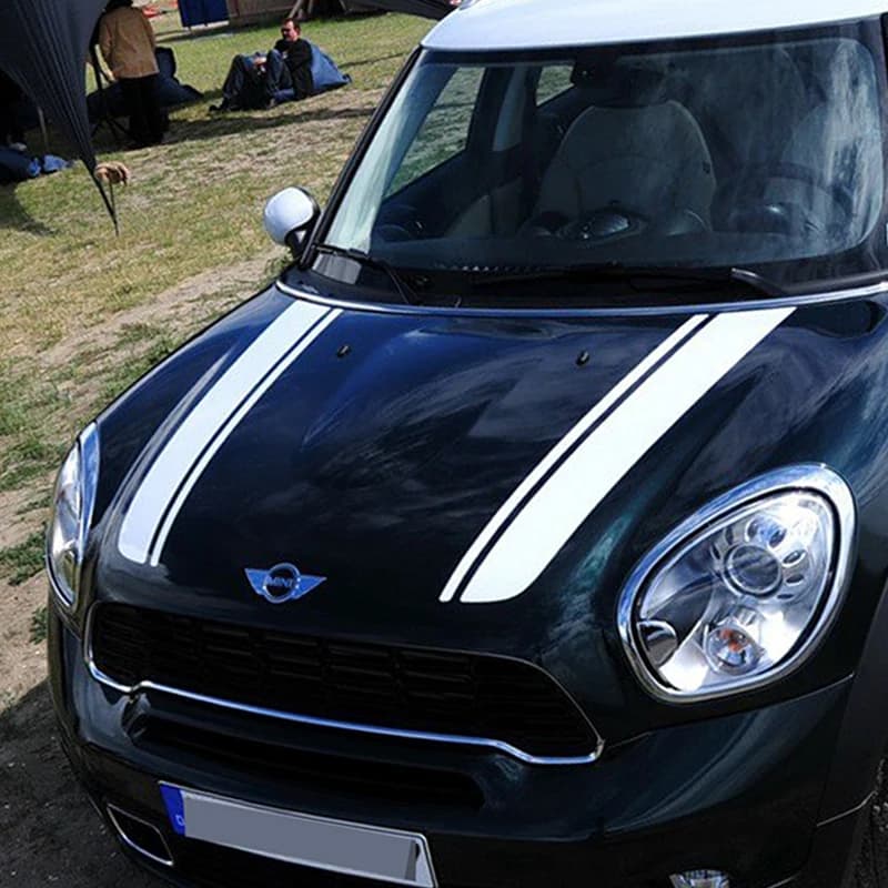 Car Styling Cofano Adesivi Testa Della Banda Della Decalcomania Per MINI Cooper One S JCW Countryman Clubman R55 R60 R61 F54 F55 F56 Accessori Auto