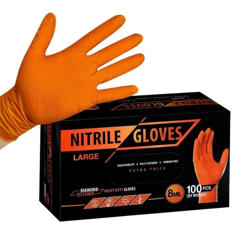 Guanti monouso industriali spessi in nitrile resistenti da 8 milioni con guanti di sicurezza per meccanici per tatuaggi senza lattice testurizzati con diamanti