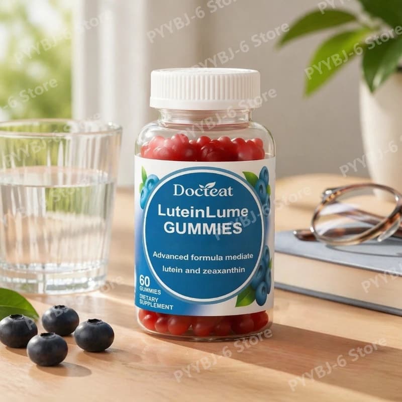 Gommose alla Luteina con Luteina, Zeaxantina, Astaxantina, Vitamina C, E e Zinco, Supporto per il Benessere Visivo, 60 Gommose, Integratore Alimentare
