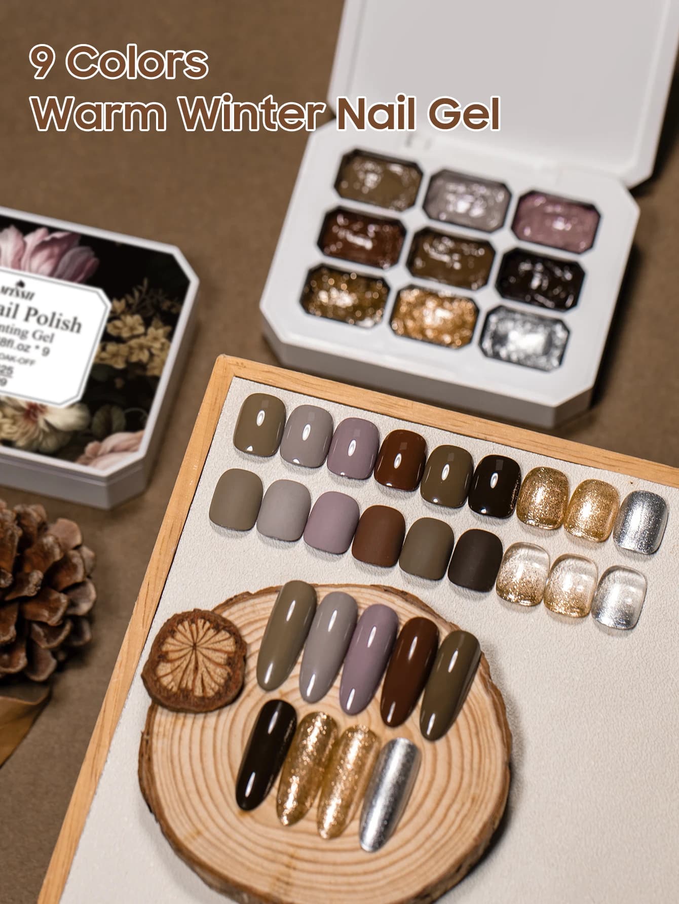 MTSSII 9 Griglie Caldo Inverno Gel a stato solido Mocha Mousse Nove Griglie Abbagliante Accarezzamento Glitter Gel 9 Colori Vernice per pittura graduale