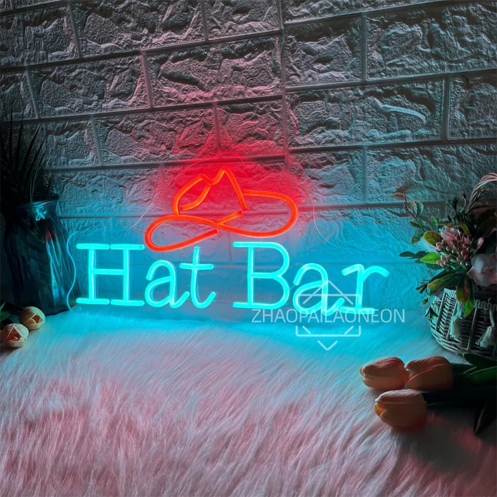 Cappello Bar Neon Led Sign Art Wall Hanging Garden Open Bar Pub Decor Luci al neon a LED Casa Camera da letto Bar Ristorante Decorazione Insegne