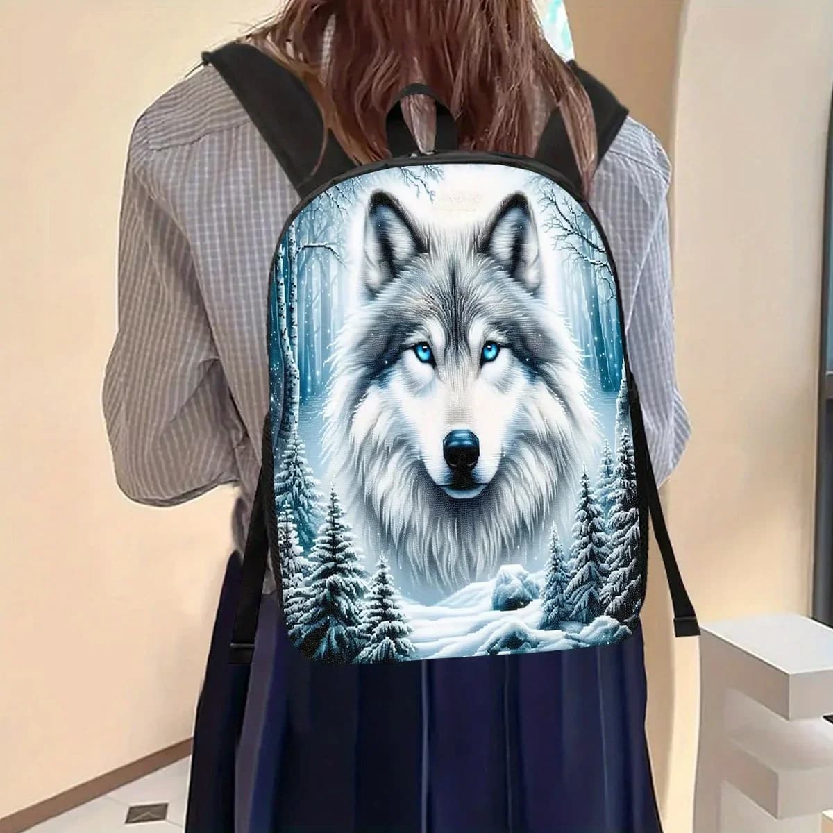JIT 1pc, Wolf backpack, 17 inch casual laptop bag with bottle holder - Lightweight