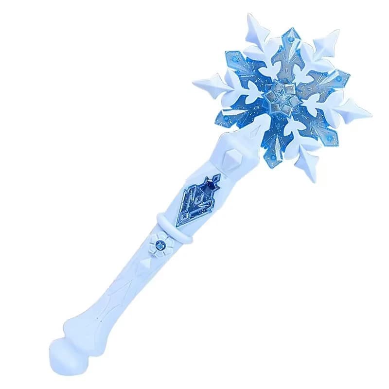 Winter Snowflake Light Up Musical Magic Wand LED Flash Glowing Ice Crystal Fairy Stick Pretend Play Costume Toy