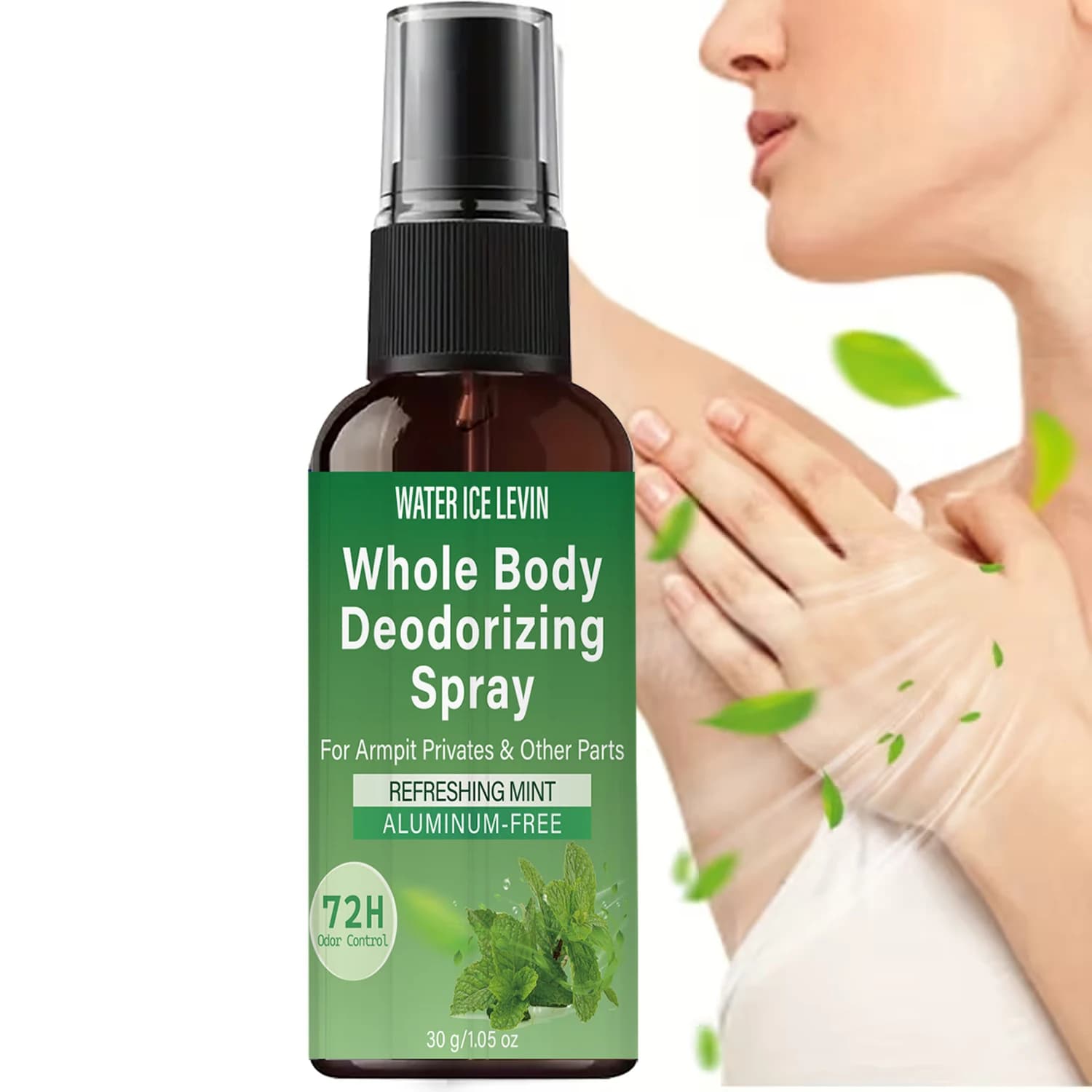 Spray Deodorante per Tutto il Corpo alla Menta con Amido di Tapioca Controllo degli odori senza alluminio. Liscia e nutre. Parti intime. Freschezza per 72 ore.