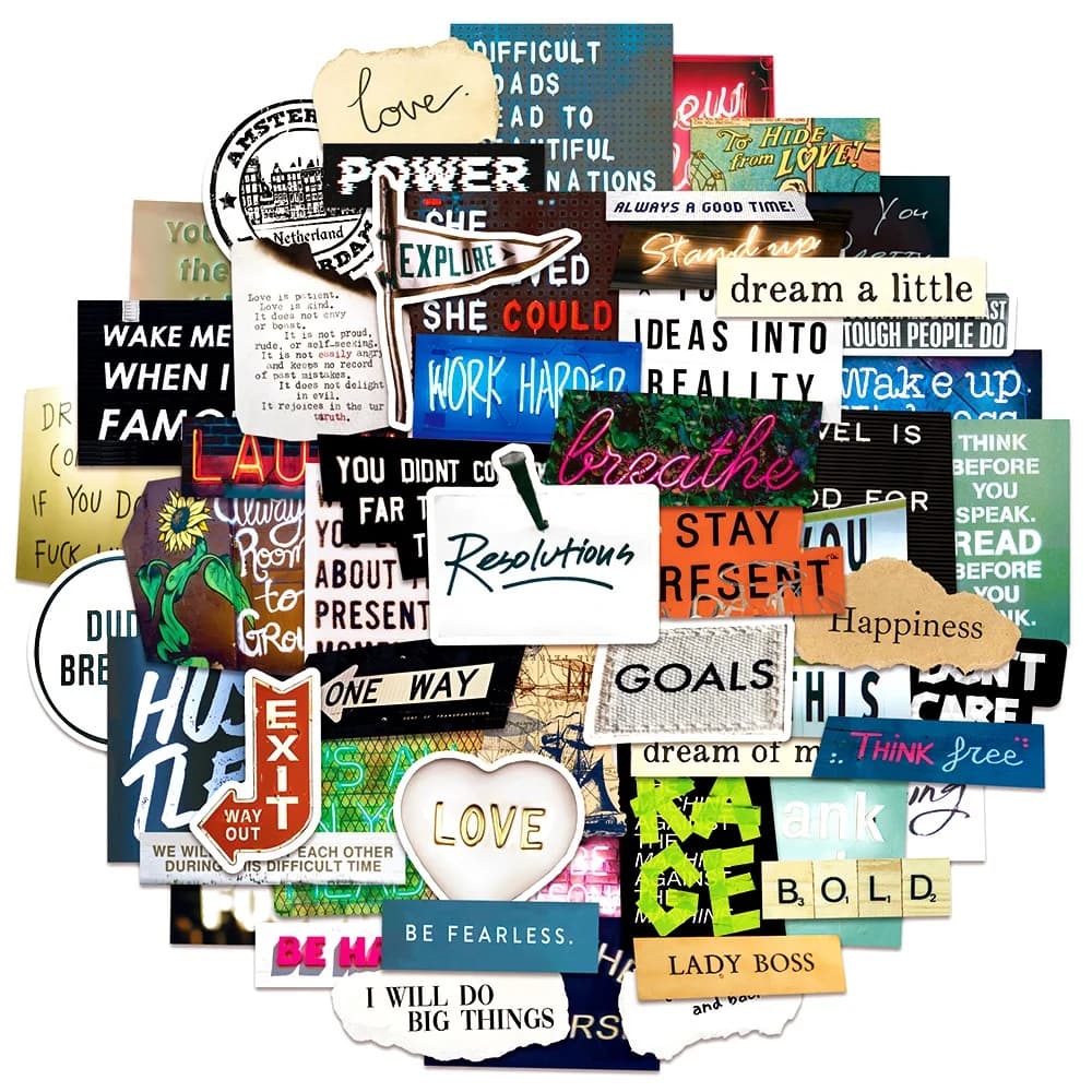 60 pieces of inspirational phrases retro waterproof graffiti stickers for decals for astucci for hand accounts for bicycle helmet