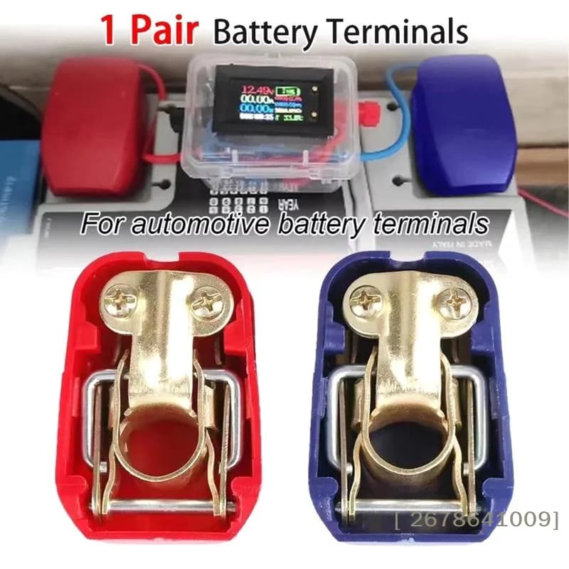 ⚑ 1 Paio di Connettori per Terminali Batteria Auto, Connettori a Sgancio Rapido per Batteria, Morsetti a Sgancio Rapido Positivi e Negativi, Clip per Terminali Superiori