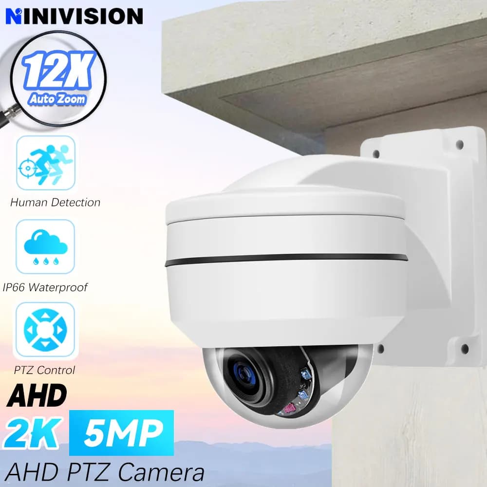 5MP CCTV AHD PTZ Telecamera PTZ Speed Dome di sicurezza 12X Zoom ottico Controllo Messa a fuoco automatica analogica Telecamere IR Night Vison AHD BNC HD
