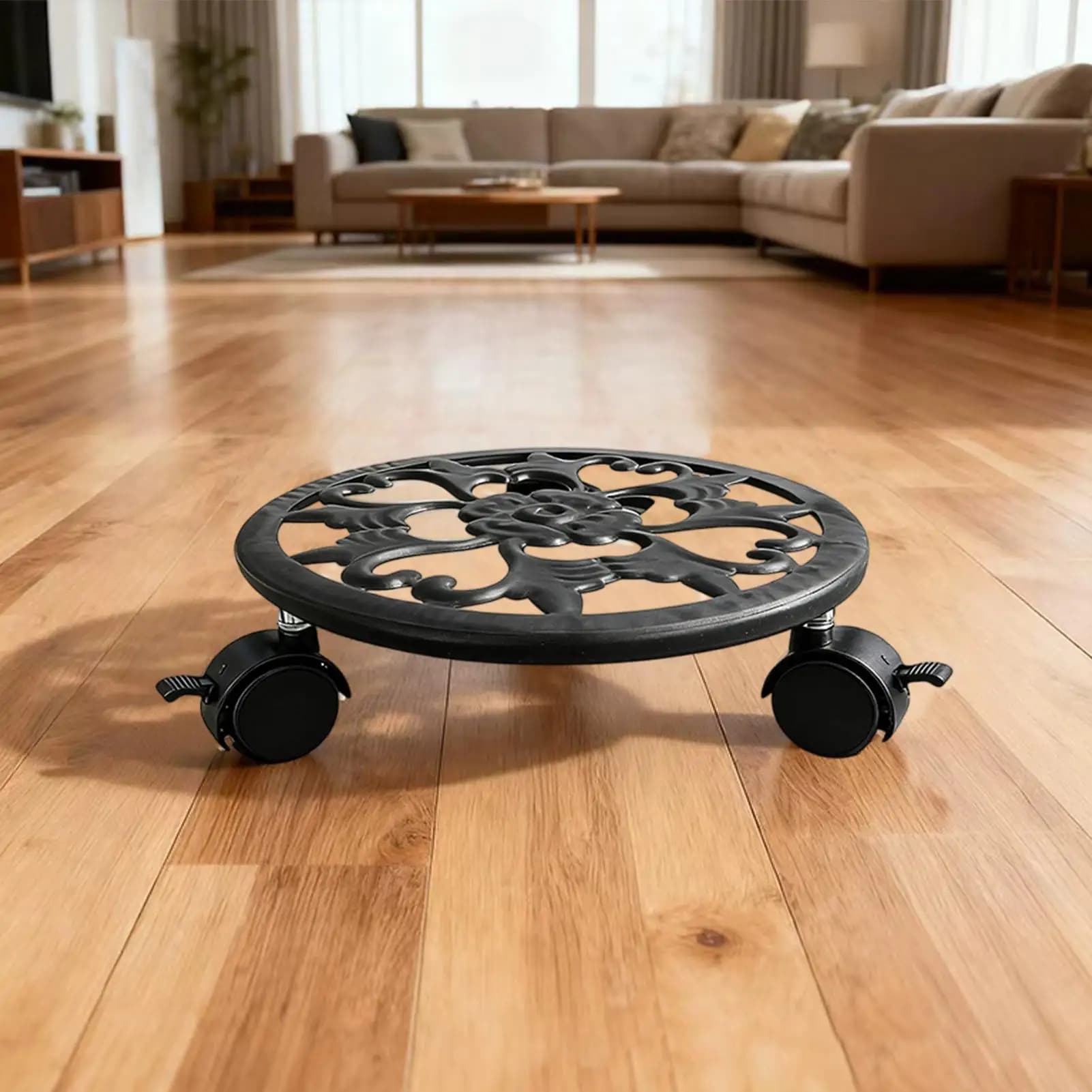 Plant Stand with Wheels Heavy Duty Metal Planter Tray Plant Roller for Indoor Outdoor Patio Garden Balcony Moving Display