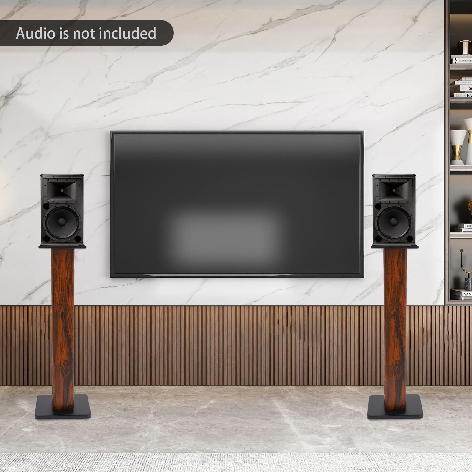 Coppia di supporti per altoparlanti domestici resistenti da 34 pollici, per uso in camera da letto e sala giochi, supporto per altoparlanti con gestione dei cavi antivibrazione e cuscinetti antiscivolo per gli amanti della musica