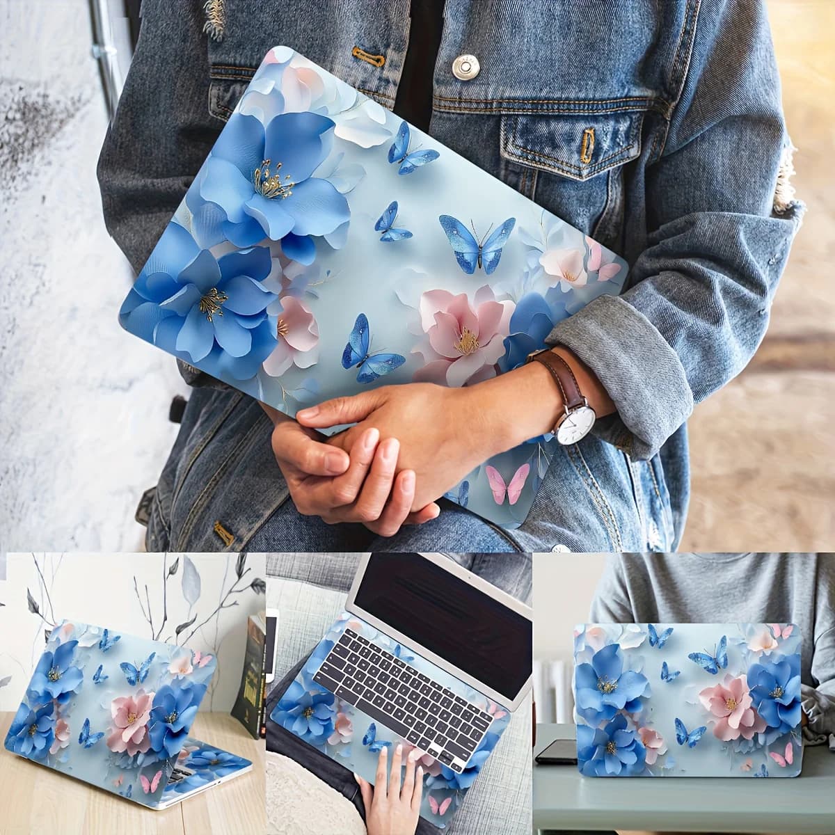 Vinyl Laptop Case Butterfly Sticker, 2 Pieces/Set, Scratch Resistant DIY Art Case, Universal Netbook Skin Sticker Non-reusable