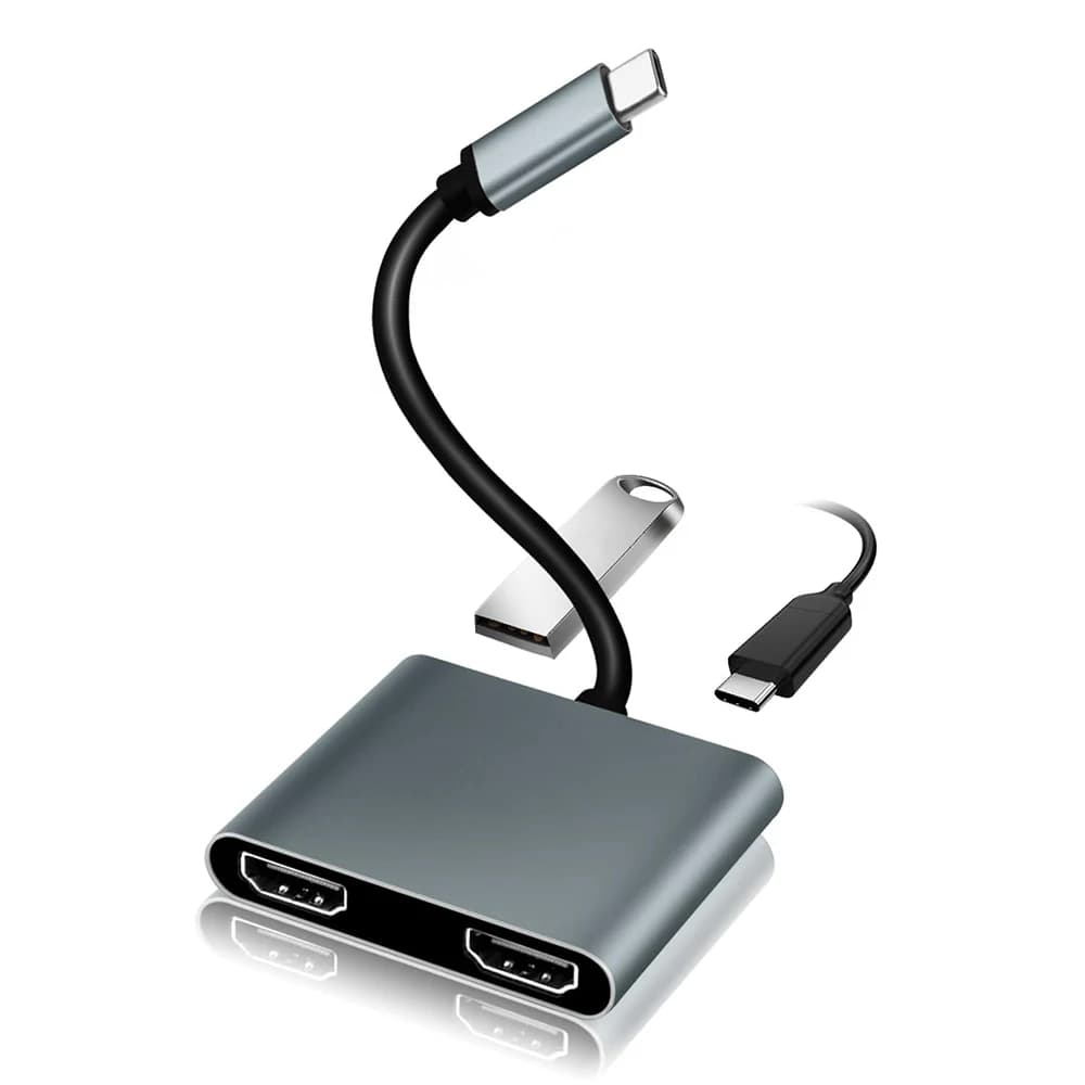 Convertitore compatibile da USB C a doppio HDMI Adattatore display da tipo C Thunderbolt3 a 4K per specchio portatile Windows e modalità di estensione