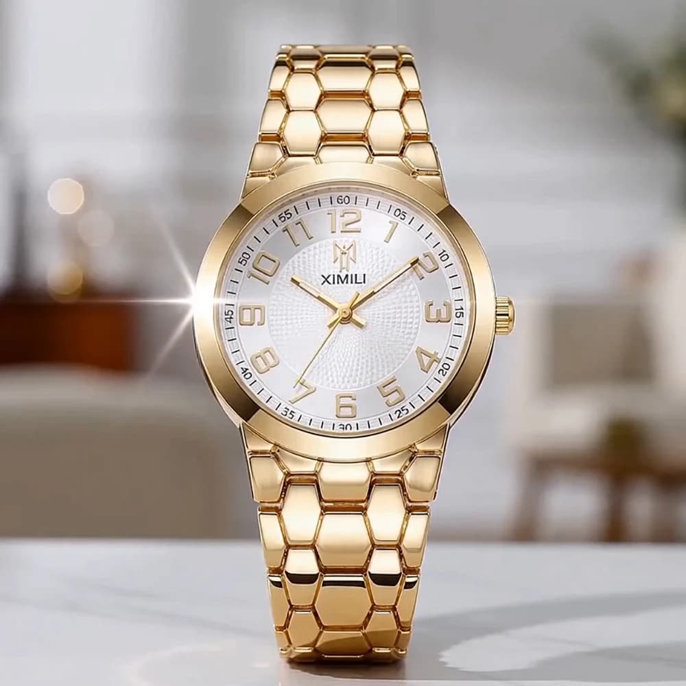 Fashion Luxury Women's Wrist Watch, with Bee Nido Stainless Steel Strap, Quartz Movement, Female Business Gift, Elegant Watch