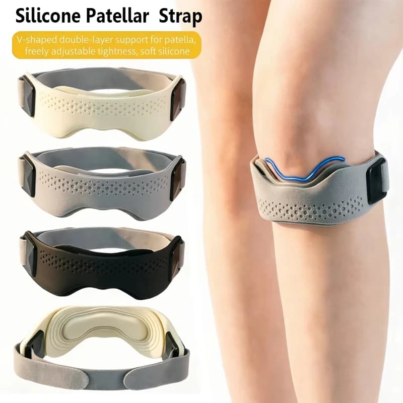 1pc Silicone Patellar Tendon Support Strap Adjustable Knee Support Pads for Men Women Sports, Running, Tennis, Jumpers Knee