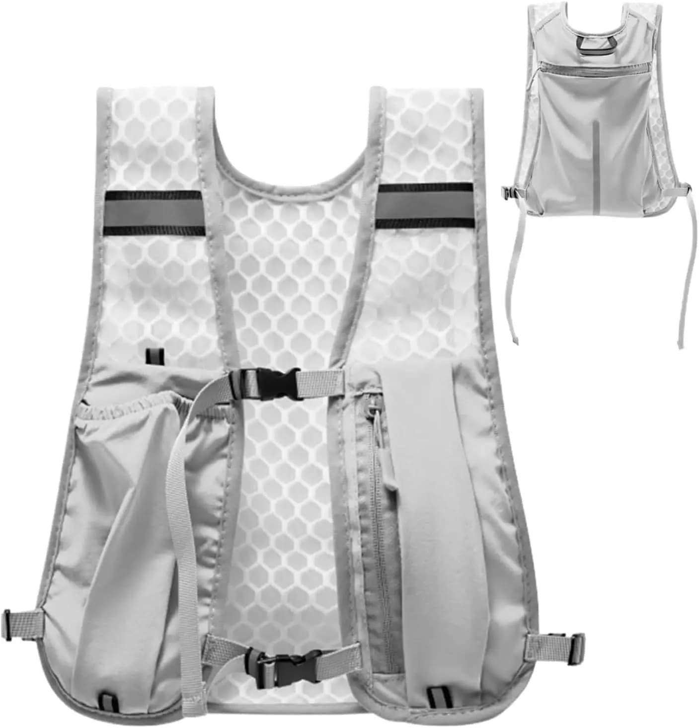 Gilet da Corsa per Maratona e Trail, Gilet Leggero da Escursionismo, Zaino Riflettente con Sacca d'Idratazione e Tasca per Telefono