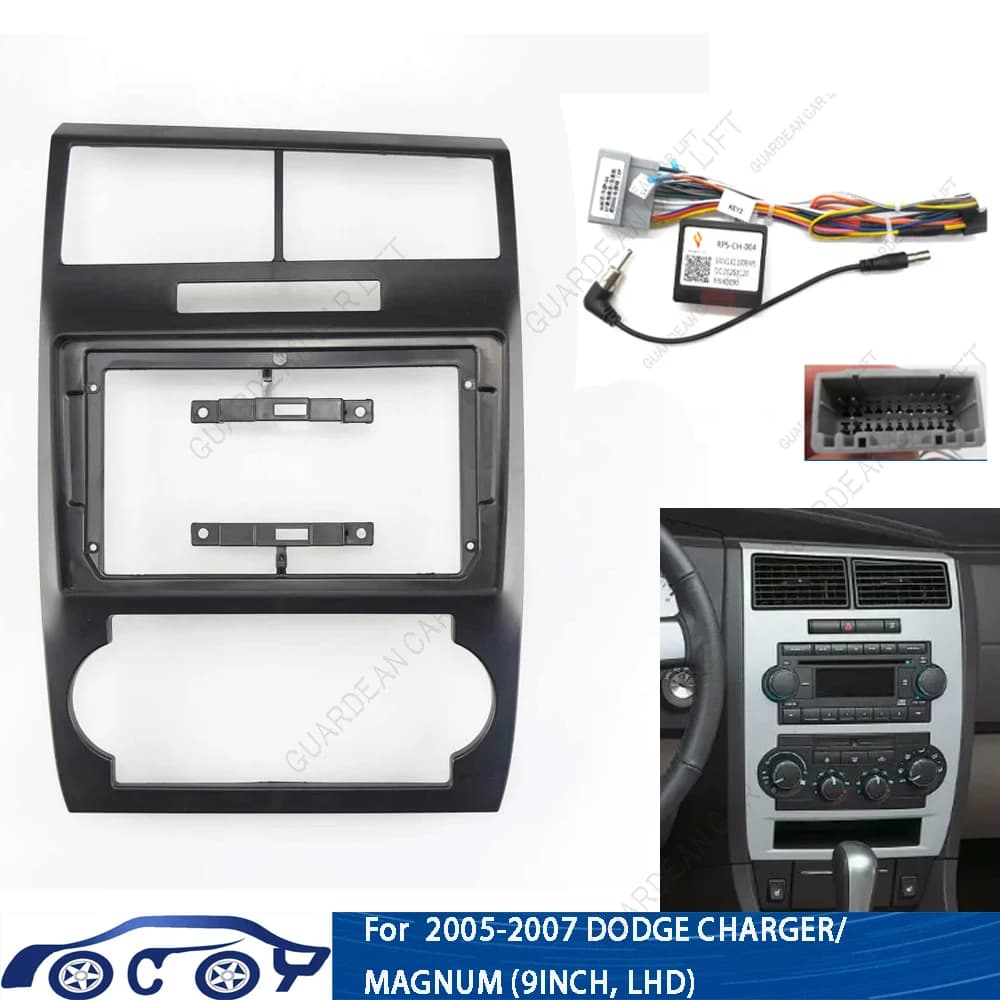 9Inch Car Radio Fascias For Dodge Charger Magnum 2005-2007 Android Stereo Frame Player 2 Din Panel Dash Trim With Cable Canbus