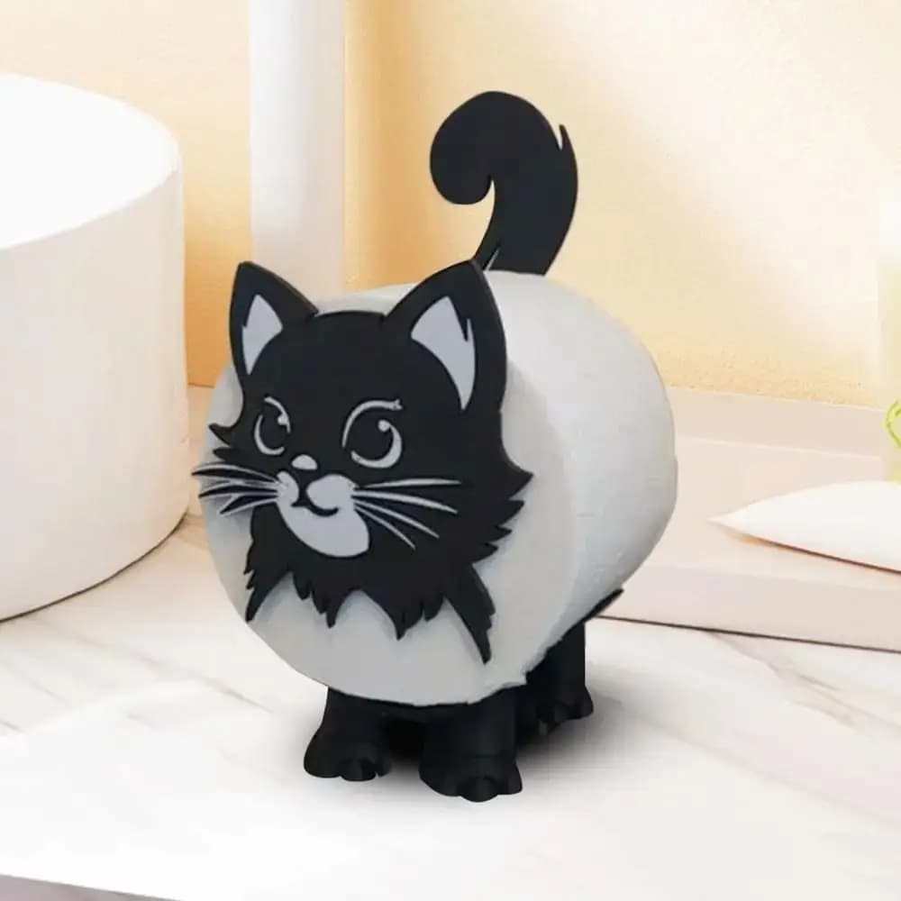 Portarotolo per carta igienica con gatto stampato in 3D, simpatico e adorabile portarotolo, decorazione, organizer per carta igienica, bagno