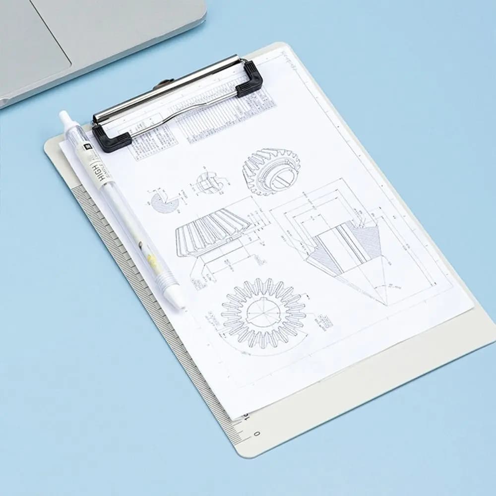Cartella portadocumenti A4/A5 Stecca per scrittura in plastica formato lettera con scala Clip in metallo per appunti per studenti