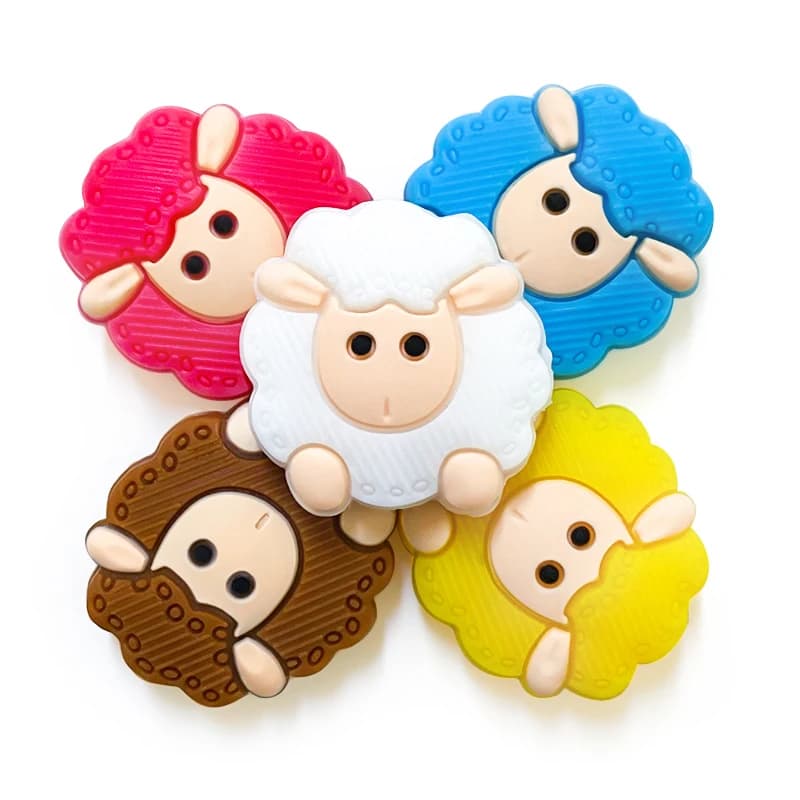 10 pz. Perline in silicone multicolore a forma di pecora, senza BPA, per la dentizione, masticabili, per ciuccio, collana, giocattolo, accessori
