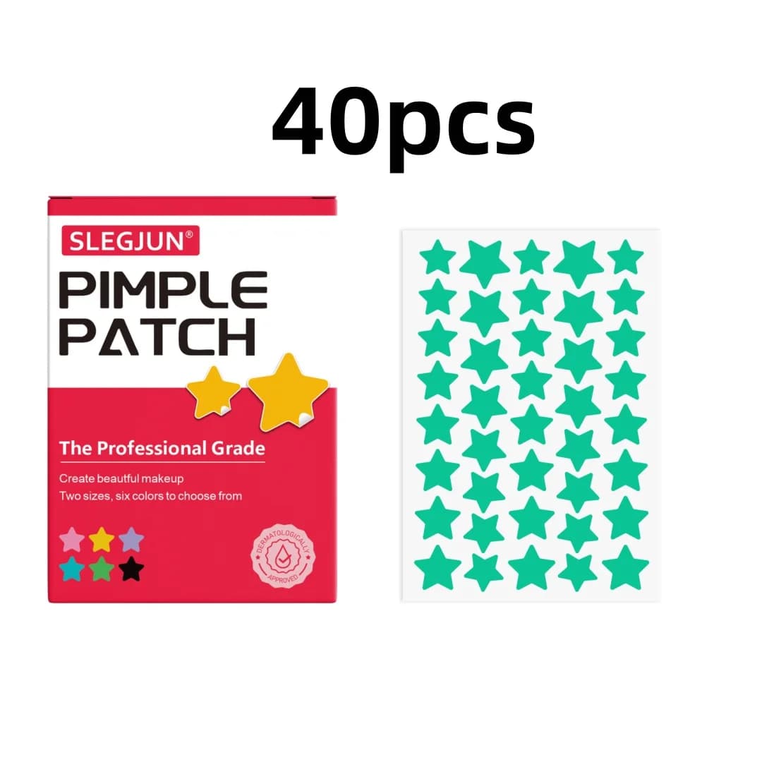 40 pieces of multicolored star acne patches, facial acne patches, acne concealer patches and patches for pimples, ultra-thin.