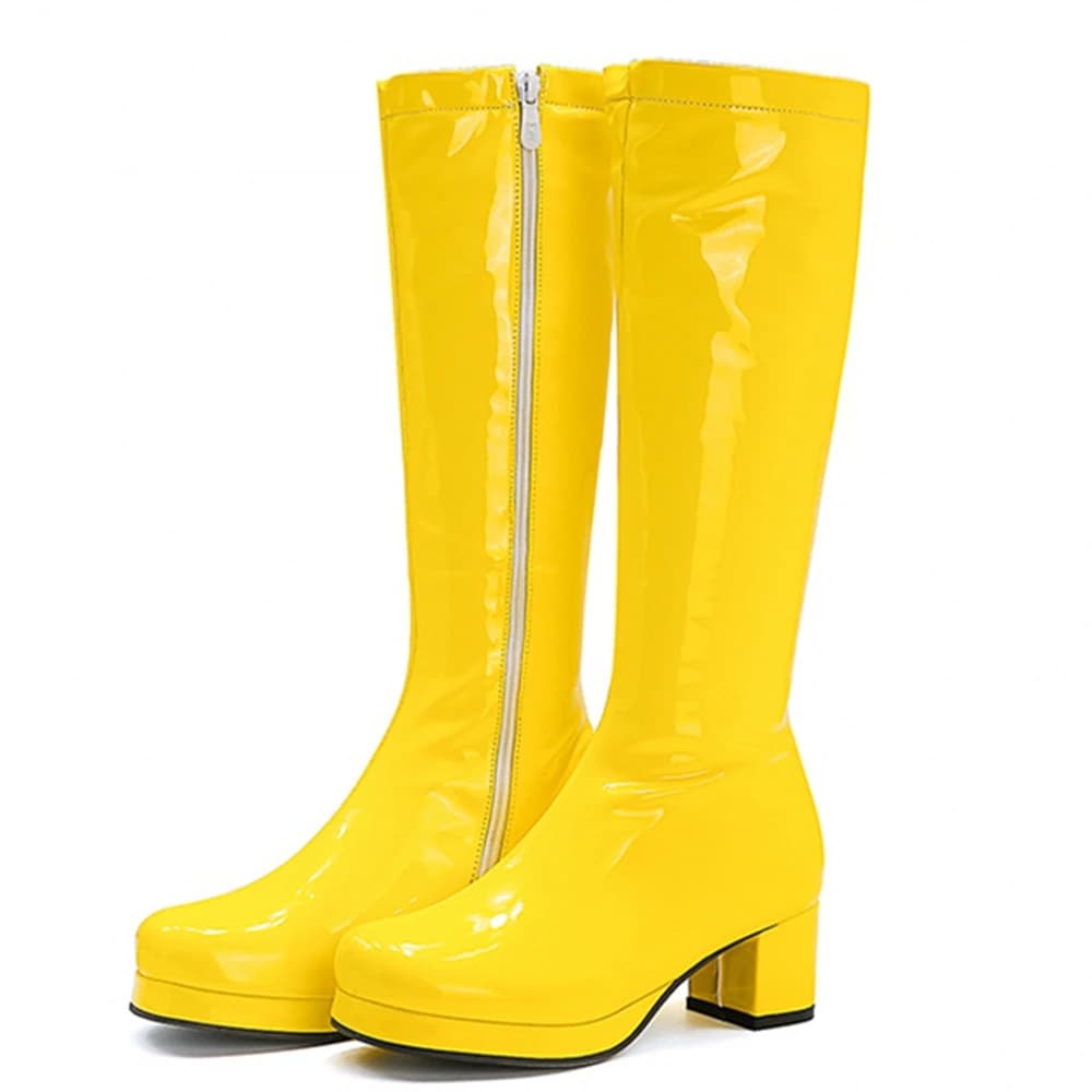 REAVE CAT Autunno Dolce stivali al ginocchio Punta tonda Tacco PU Taglia grande 33-46 Giallo Viola Arancione S1981