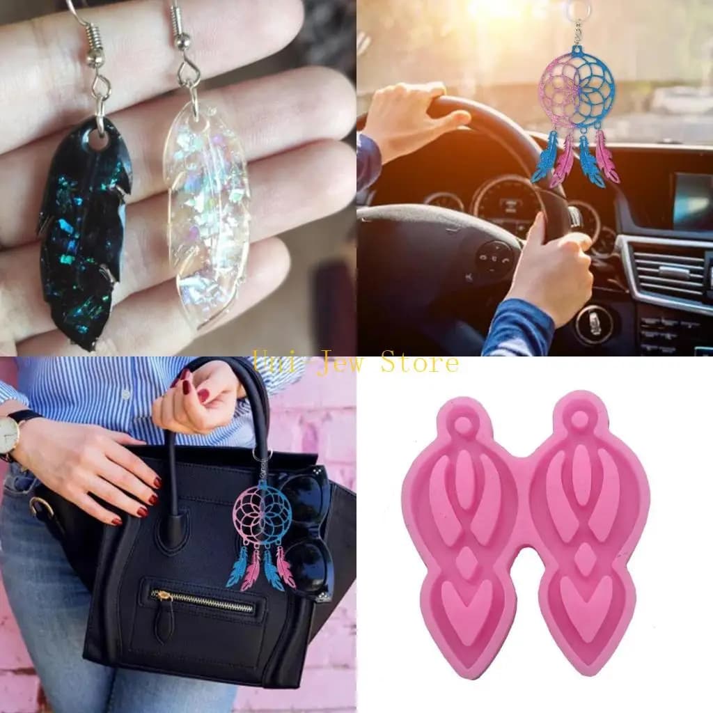 40GB 5 Pcs Dream Catcher Keychain Epoxy Resin Mold Car Pendant Decoration Silicone Mould DIY Crafts Jewelry Mold