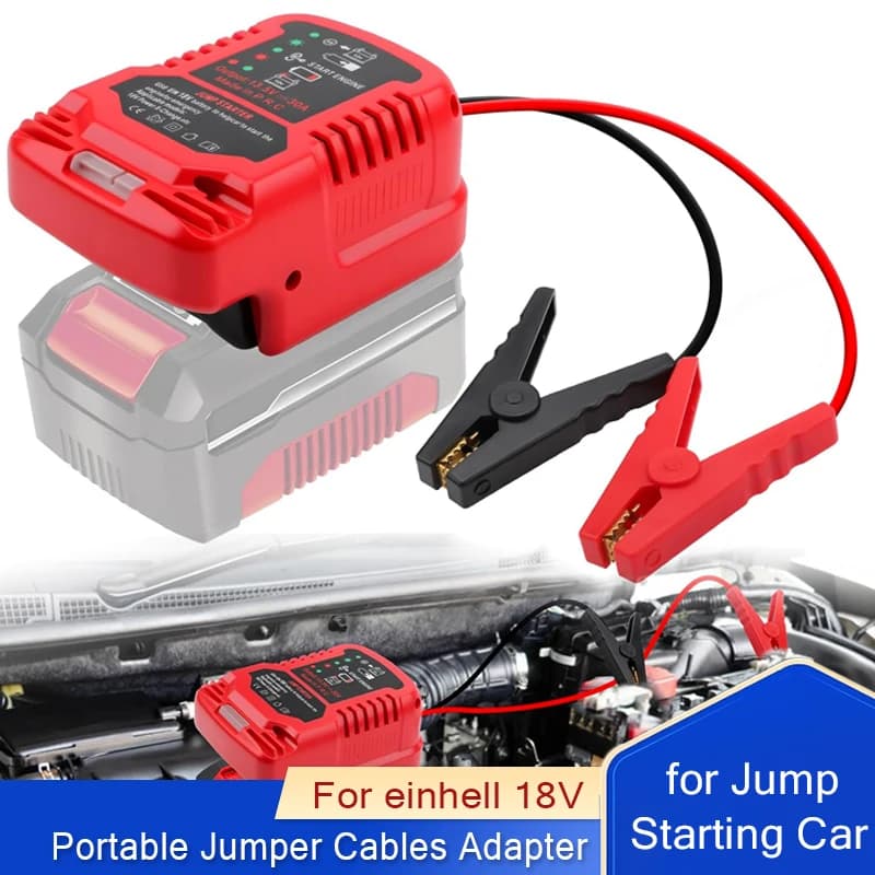 Adattatore per avviamento di emergenza per auto con batteria da 18 V Adattatore per cavi di ponticello portatile Batteria agli ioni di litio da 18 V per batteria Einhell
