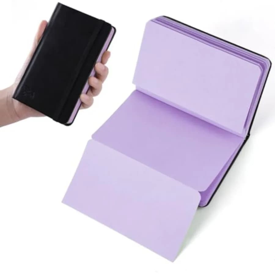 3.54" x 5.7" Taro Purple Paper Sketchbook, 34 Sheets Small Mixed Media Notebook, 120 GSM Acid-Free Folding Colored Drawing Pape