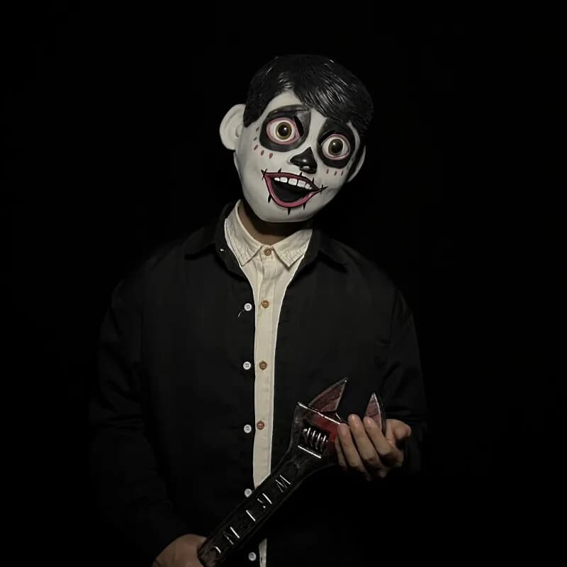 Day of the Dead Skull Full Face Mask – Mexican Dia de los Muertos Latex Headgear, Halloween Cosplay Prop Costume for Adults