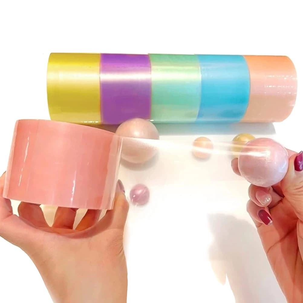 6 rolls adhesive tape colored ball sticker Stress relaxing ribbon ball sticker party toy for relaxation toy rolling handcrafted gifts