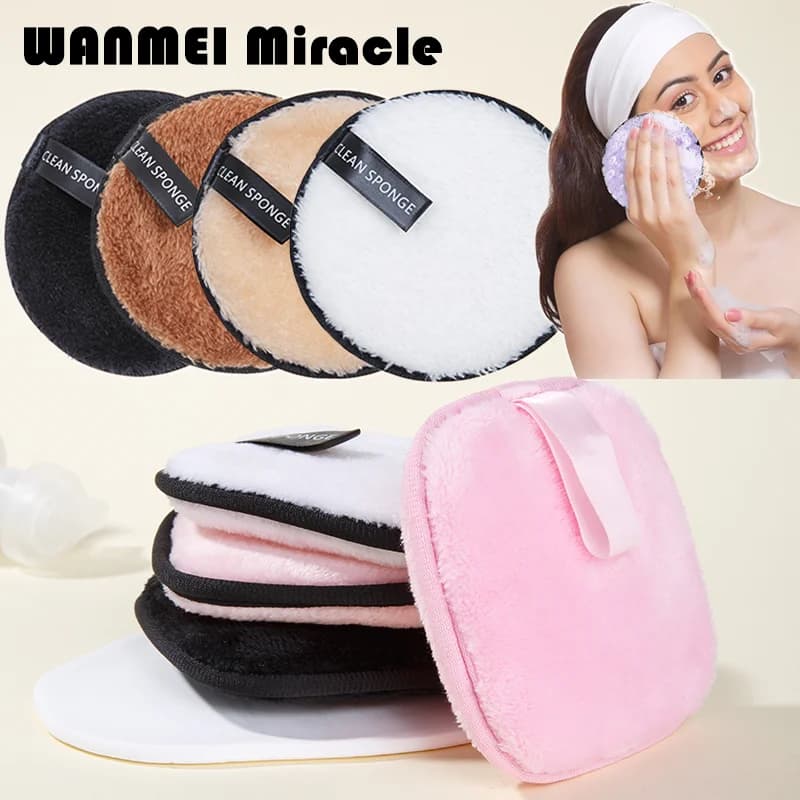 1/3pcs Reusable Drawstring Saddles Cotton Drawstring Microfiber Face Trick Towel Washable Sponge Skin Care Cleaner