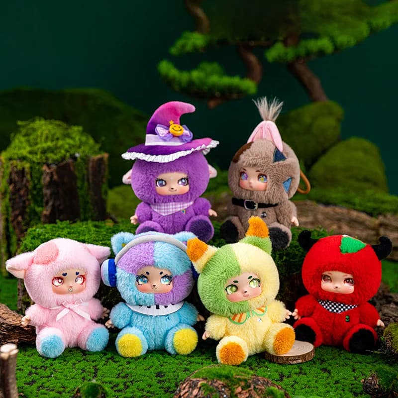Simpatici giocattoli di peluche con faccia in vinile per bambola da strega di Halloween Bambole colorate Giocattoli di peluche ripieni popolari per bambini Regali di streghe Festa di Halloween