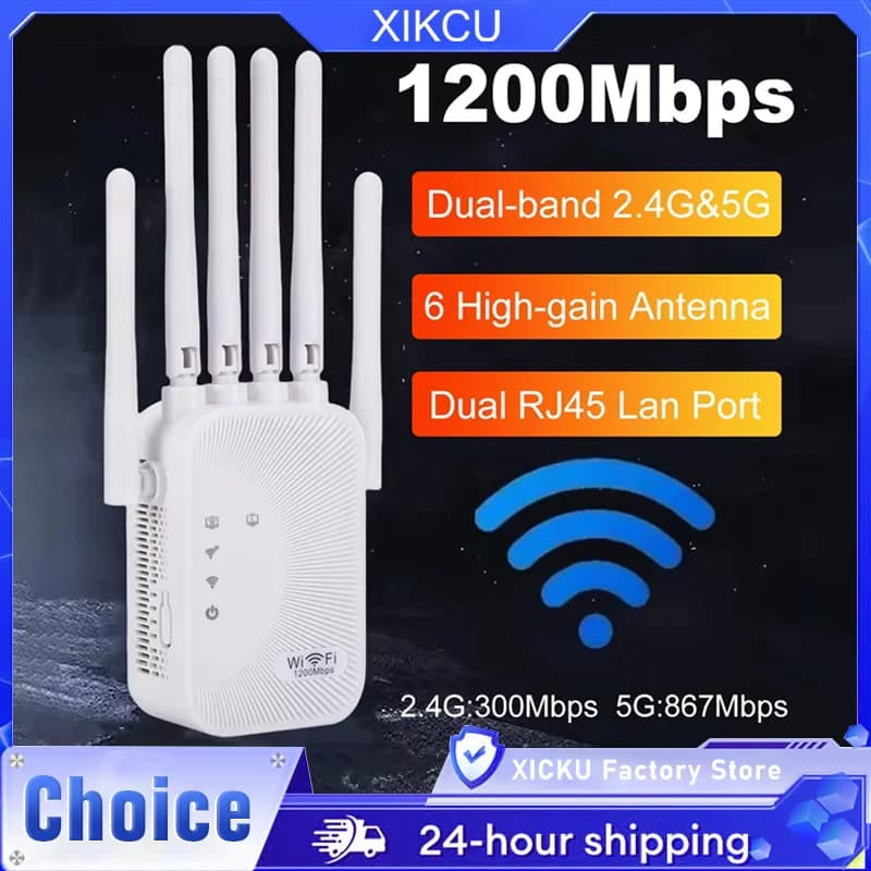 2.4G 5G Dual band 1200Mbps Wifi Amplifier Repeater Network Expander Range Extender WiFi Signal Booster Wireless Router