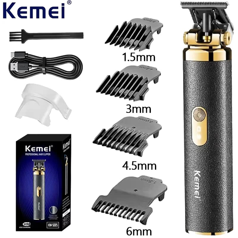 Kemei KM-5085 Rechargeable Waterproof Body Barba Trimmer Haircuts Cordless Barber Grooming Set Haircuts for Men Clipper