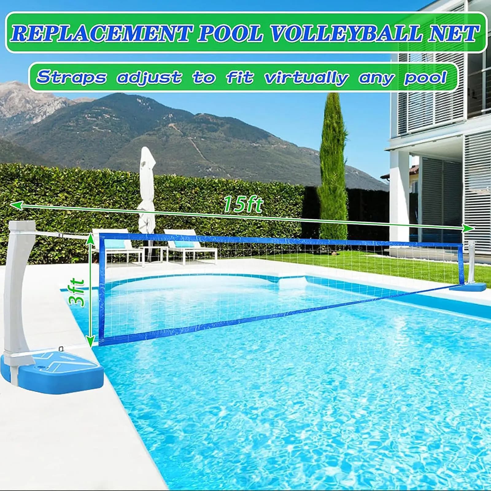 Rete da Pallavolo Portatile Pieghevole con Accessori per Feste in Piscina, Attività Familiari all'Aperto, Allenamento in Giardino