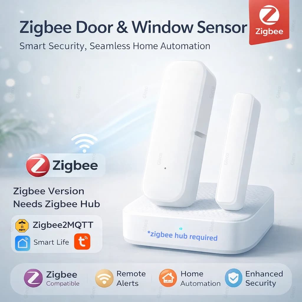 Confezione da 2/4/6 Sensori Tuya Zigbee per Porte e Finestre, Allarme Magnetico di Contatto Apertura/Chiusura, Sicurezza Domestica Intelligente per Alexa Google Smart Life