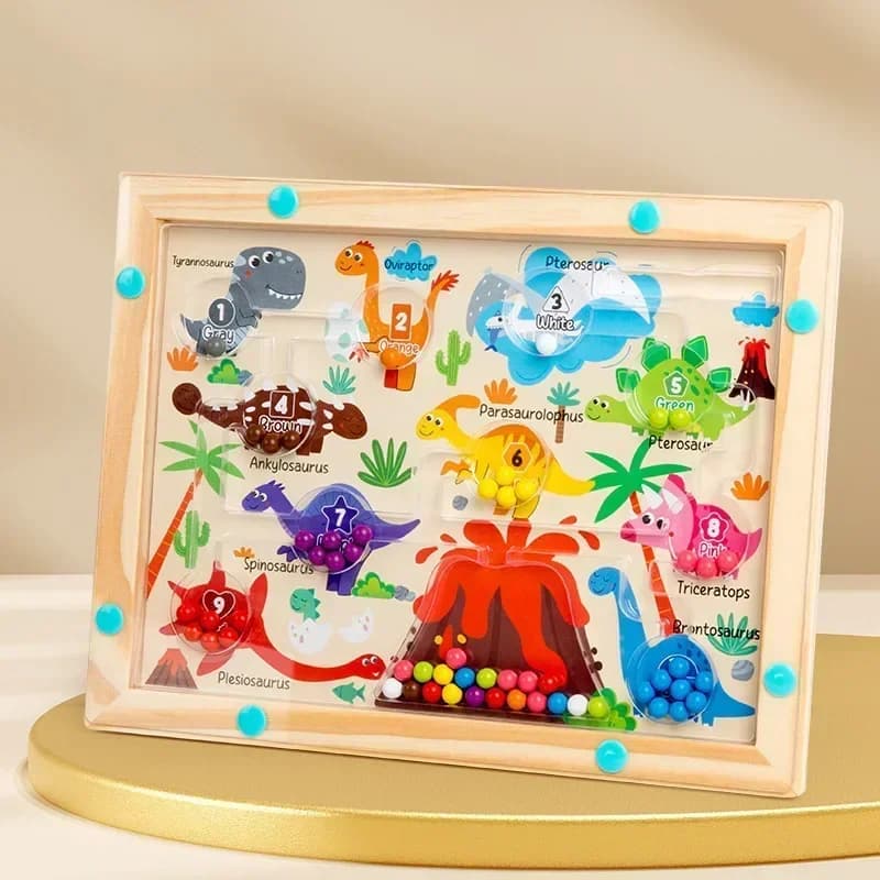 Giocattoli Montessori magnetici per l'ordinamento dei colori, gioco del labirinto con penna per spostare le perline, gioco sensoriale in legno, giocattoli educativi per bambini