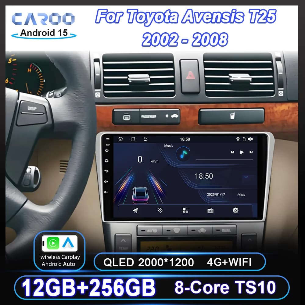 Android 15 Radio Stereo Per Toyota Avensis T25 2002 -2008 Lettore Multimediale Auto di Navigazione GPS NO 2din Unità Principale Touch Screen