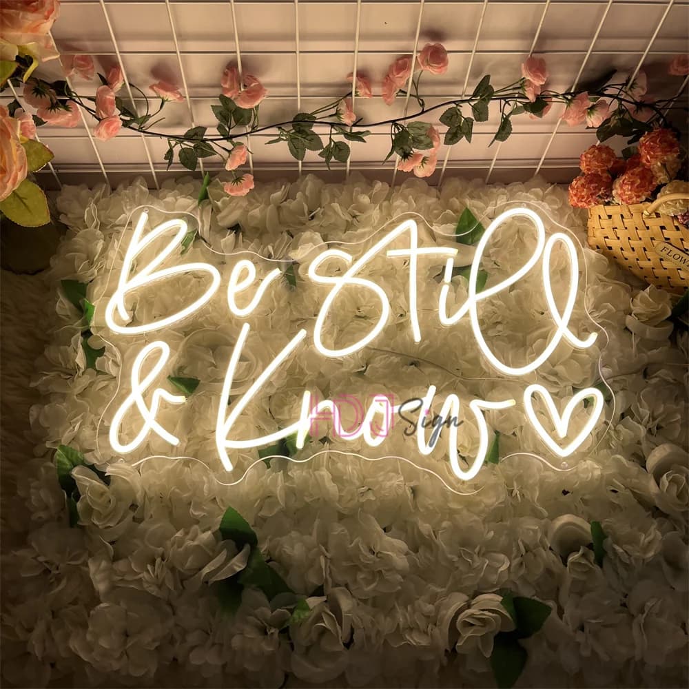 Be Still & Know Insegna al neon a LED per la decorazione della parete della stanza di casa Insegne luminose al neon Decorazione della camera da letto di nozze Insegne al neon a LED Regali di compleanno