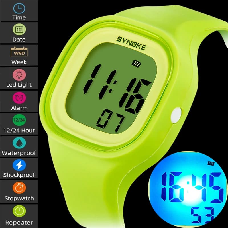 Synoke Orologi sportivi digitali unisex Moda cinturino in morbido silicone Led impermeabile nuoto gelatina orologio da polso sveglia